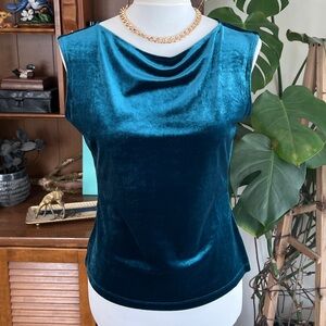 Banana Republic Sleeveless Velvet Cowl Neck Teal Top S